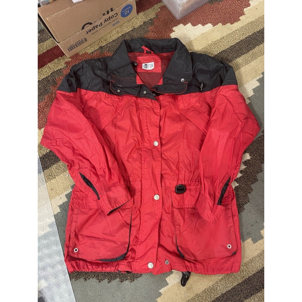 OutBrook Womens Medium Red Navy Parka Coat Jacket Full Zip 90s